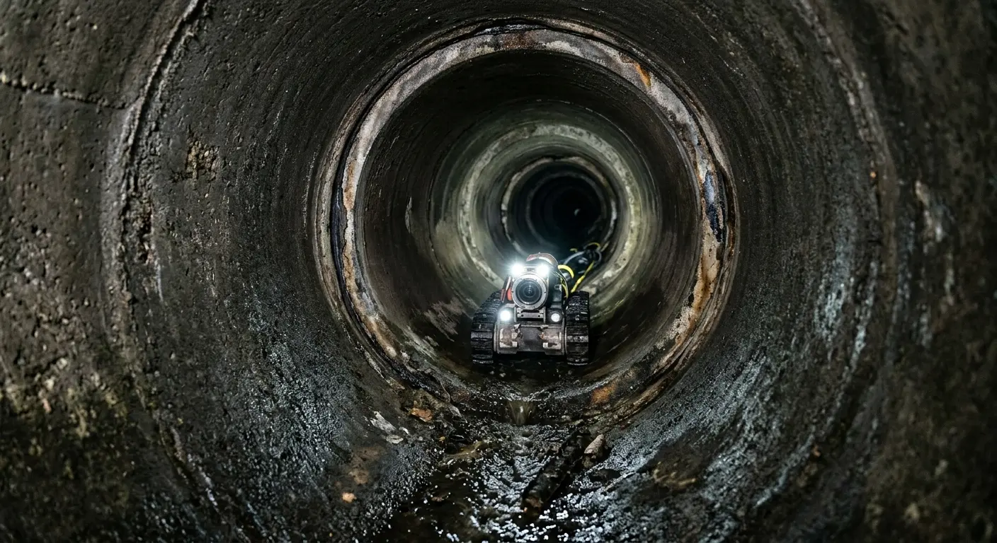 Robotic sewer camera inspecting pipe interior for Sewer Line Cleaning in Reedurban